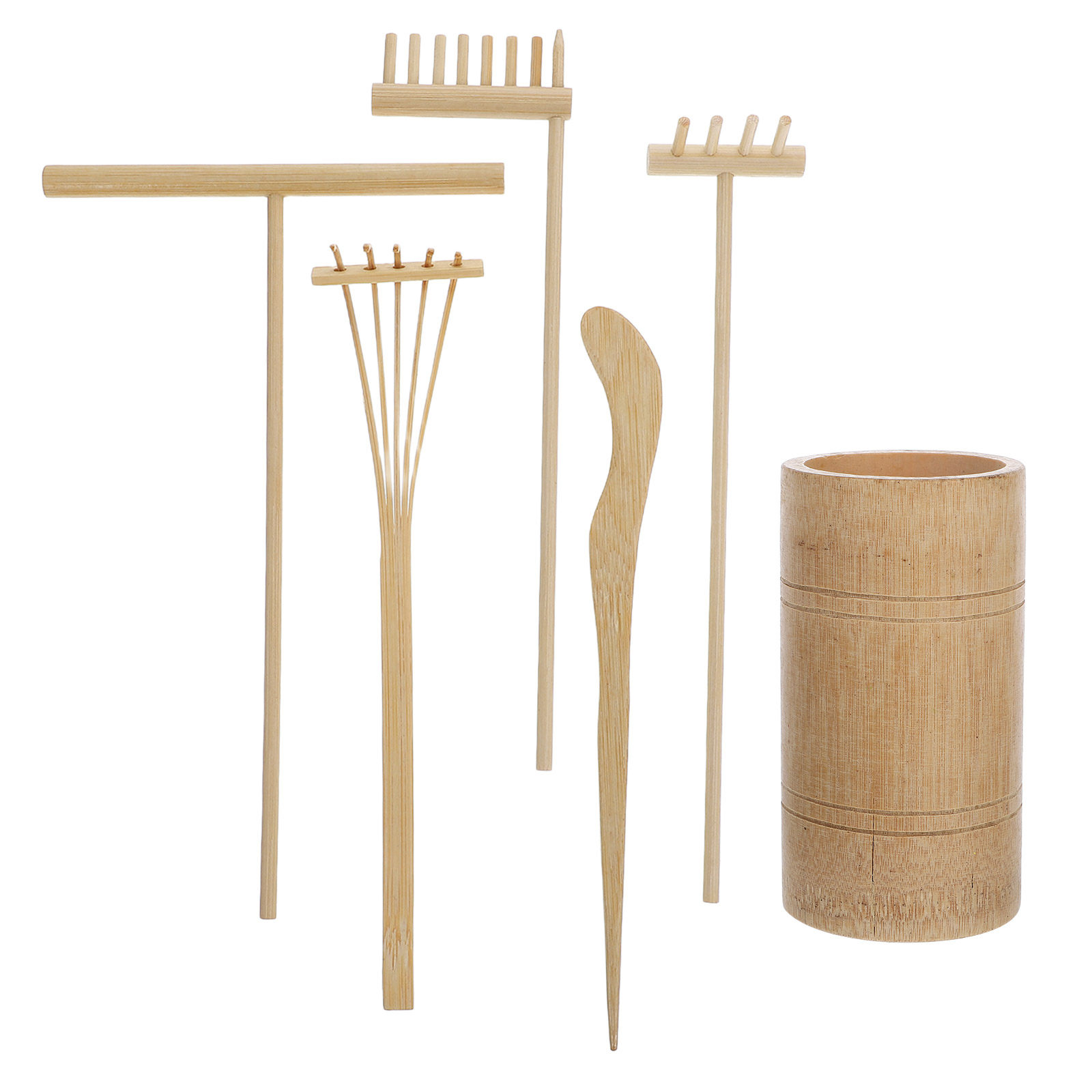 Zen Gardening Tools - Набор бамбуковых мини-инструментов для дзен-сада: грабли
