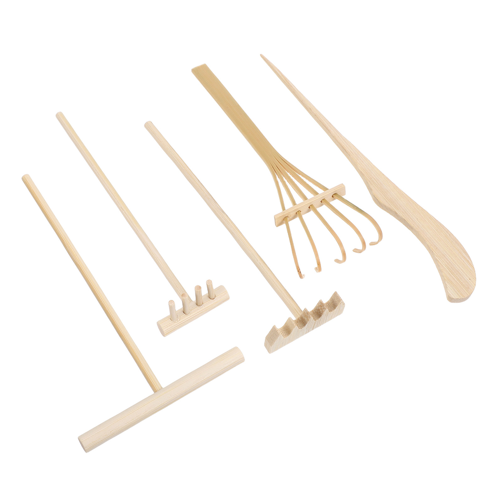 Zen Gardening Tools - Набор из 5 миниатюрных бамбуковых инструментов